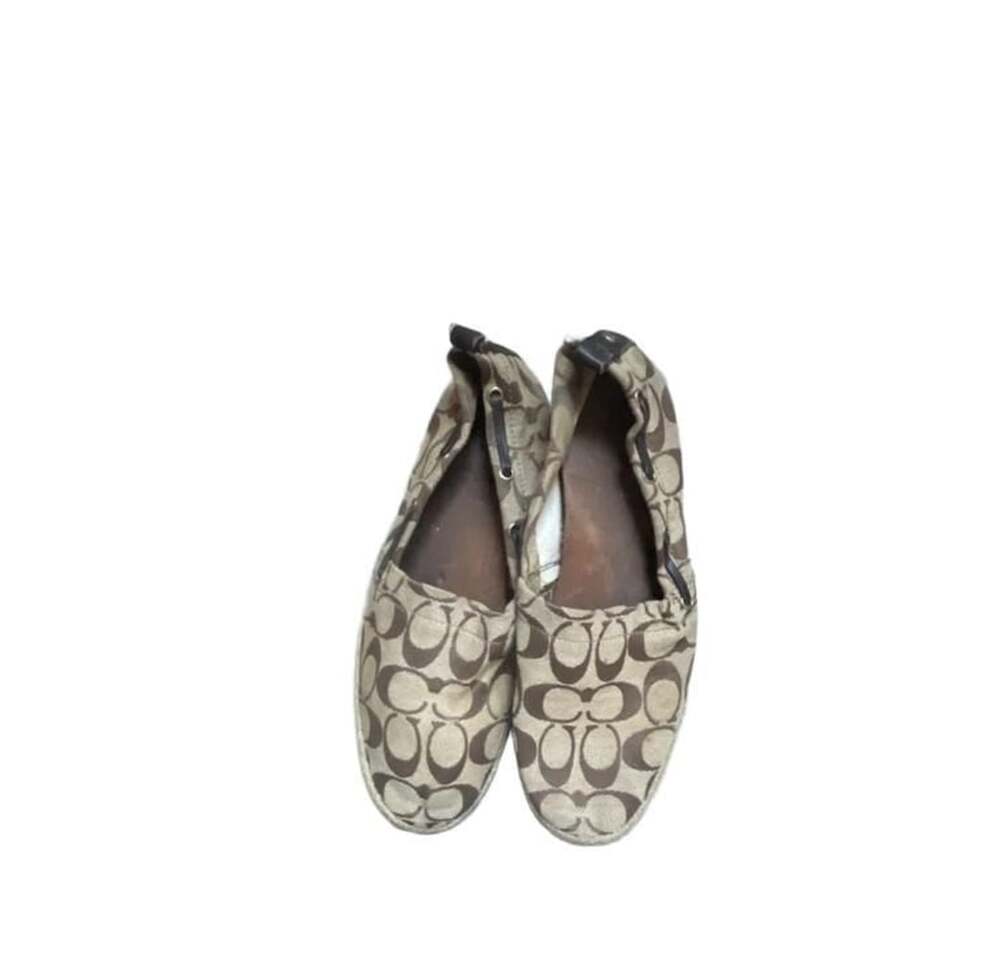 Coach Signature C Brown Canvas Espadrille Flats